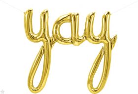 45 inch Gold Yay Script Foil Letter Balloon