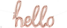 47 inch Rose Gold Hello Script Foil Letter Balloon