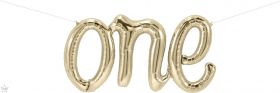 30 inch White Gold One Script Foil Letter Balloon