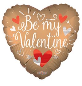 18 inch Kaleidoscope Be My Valentine Matte Heart Foil Balloon - flat