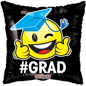 18 inch # GRAD Smiley Face Square Gellibean Balloon