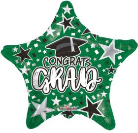 18 inch Congrats GRAD Star Foil Balloon - Green