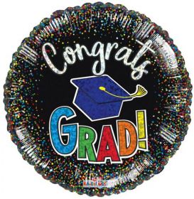 18 inch Kaleidoscope Congrats Grad Confetti Holographic Foil - Pkg