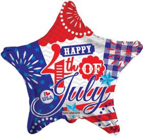 18 inch Happy 4th of July Foil Mylar Patriotic Star Balloon