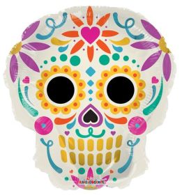 18 inch Colorful Skull Shape Halloween Foil Mylar