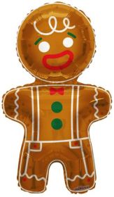 36 inch Gingerbread Man Shape Foil Balloon - Pkg 