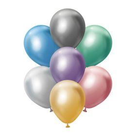 12 inch Kalisan Assorted Mirror Chrome Latex Balloons - 50 CT