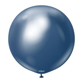 24 inch Kalisan Navy Mirror Chrome Latex Balloons - 2 ct