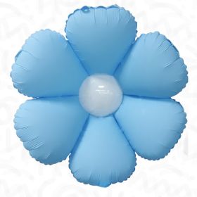 34 inch Decochamp Baby Blue Flower Balloon White Disc