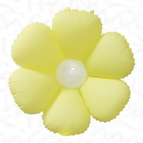 34 inch Decochamp Baby Yellow Flower Balloon White Disc