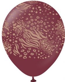 12 inch Kalisan Safari Mutant Printed Latex Balloons -  Burgundy - 25ct