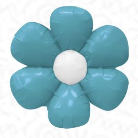 34 inch Decochamp Turquoise Flower Balloon White Disc