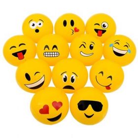 16 inch Emoticon Beach Balls - Assorted Dozen (11 inch inflated diameter)