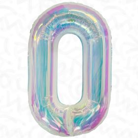 34 inch Decochamp Iridescent Number 0 Foil Balloon