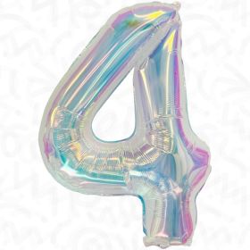 34 inch Decochamp Iridescent Number 4 Foil Balloon