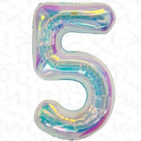 34 inch Decochamp Iridescent Number 5 Foil Balloon