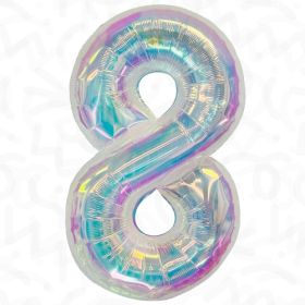 34 inch Decochamp Iridescent Number 8 Foil Balloon