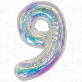 34 inch Decochamp Iridescent Number 9 Foil Balloon