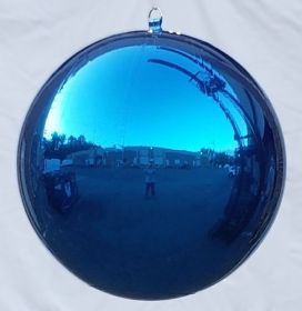 2 foot Blue Shiny Chrome Sphere (Ball)