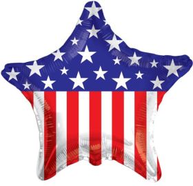 18 inch Stars & Stripes Patriotic Foil Star Balloon - flat