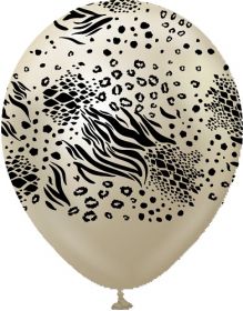 12 inch Kalisan Safari Mutant Printed Latex Balloons - Mirror White Gold - 25ct