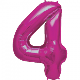 34 inch Kaleidoscope Magenta Number 4 Foil Balloon