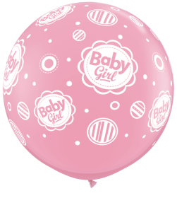 Qualatex New Baby Girl Dots Around 36 inch Latex Balloons - 2 count