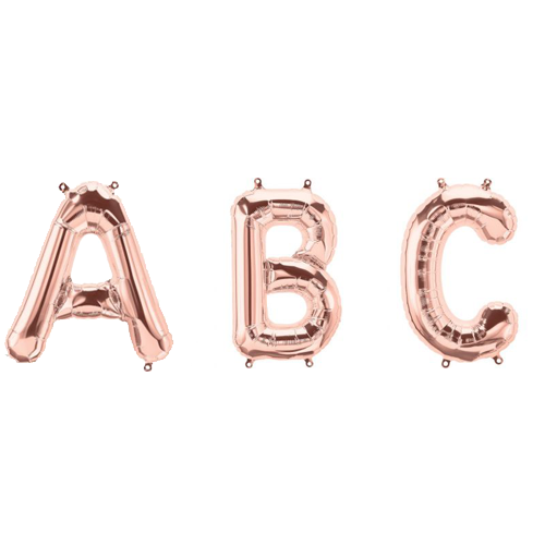 16 inch Rose Gold Foil Mylar Number, Letter & Symbol Balloons