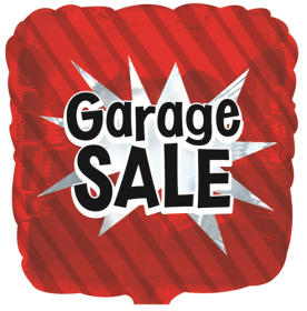 18 inch Foil Mylar Red Square Garage Sale Balloon