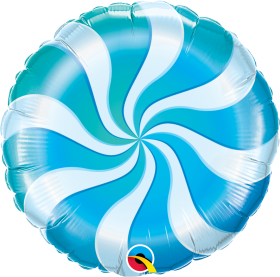 18 inch Qualatex Foil Mylar Blue Candy Swirl Round Balloon