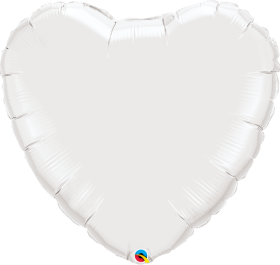 36 inch Qualatex White Heart Foil Balloons